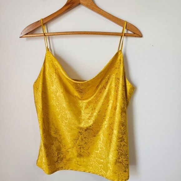 EUC WAYF YELLOW BROCADE COWL NECK TANK TOP SIZE M - Picture 1 of 10